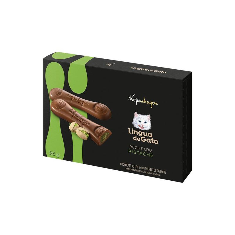 Lingua de Gato Recheado Pistache 85G