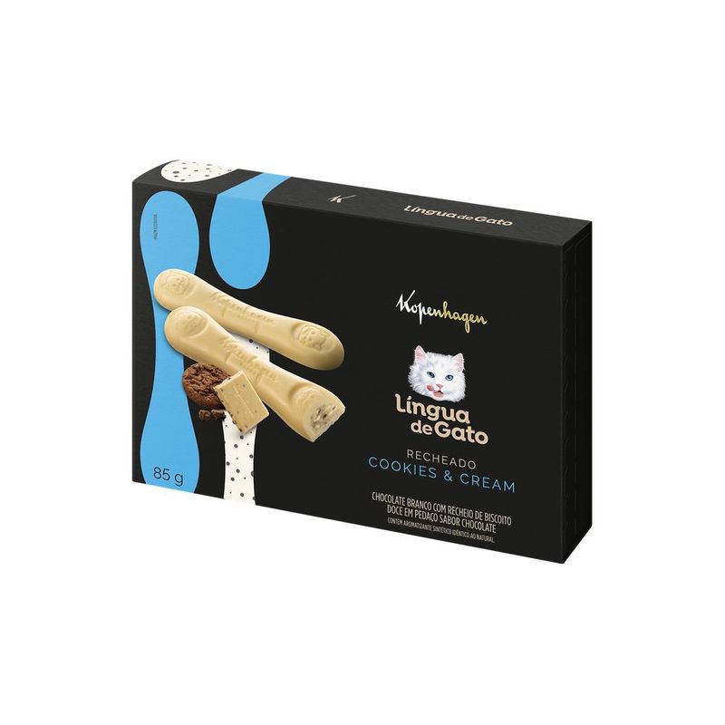 Lingua de Gato Recheado Cookies - Cream 85G