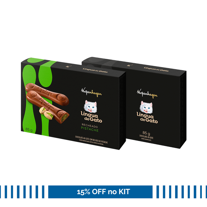Combo Lingua de Gato Tradicional e Pistache - 2 Unidades 85g cada
